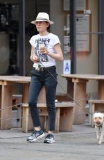 JULIANNA MARGUILES Out with Her Dog for Coffee in New York 07/15/2024
