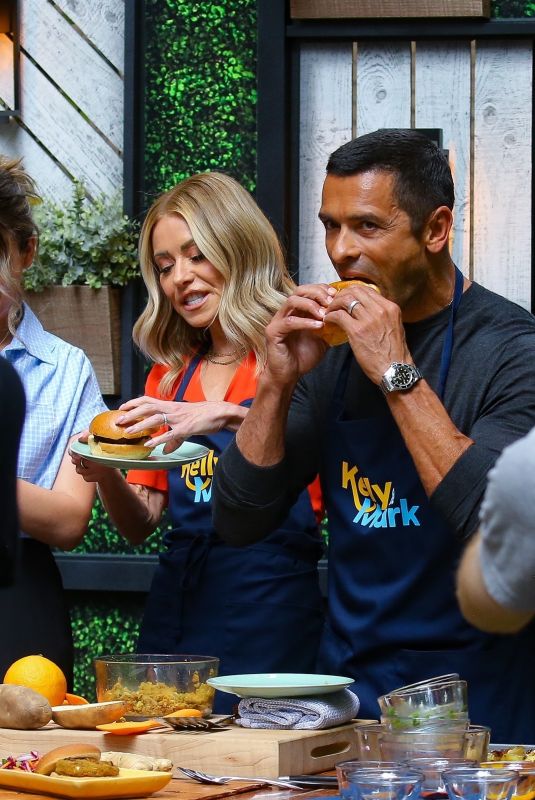 KELLY RIPA and Mark Consuelos on the Set of Live with Kelly and Mark in New York 0730/2024