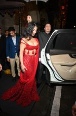 KIM KARDASHIAN in a Red Dress Arrives at Anant Ambani
