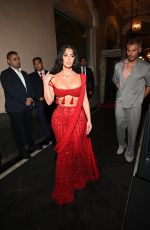 KIM KARDASHIAN in a Red Dress Arrives at Anant Ambani