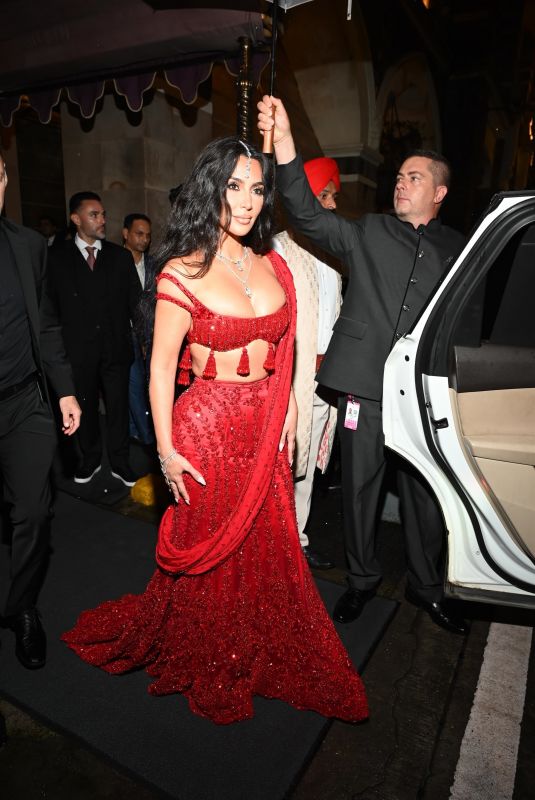 KIM KARDASHIAN in a Red Dress Arrives at Anant Ambani’s Wedding in Mumbai 07/12/2024