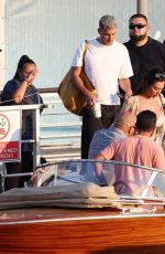 KYLIE JENNER and ANASTASIA KARANIKOLAU Taking a Water Taxi at Grand Canal in Venice 07/17/2024