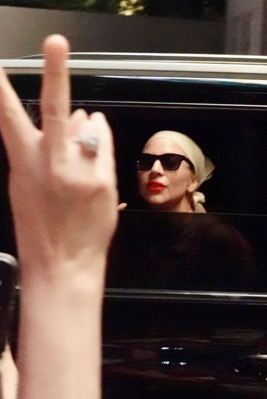 LADY GAGA Greeting Her Fans from Her Car in Las Vegas 07/06/2024