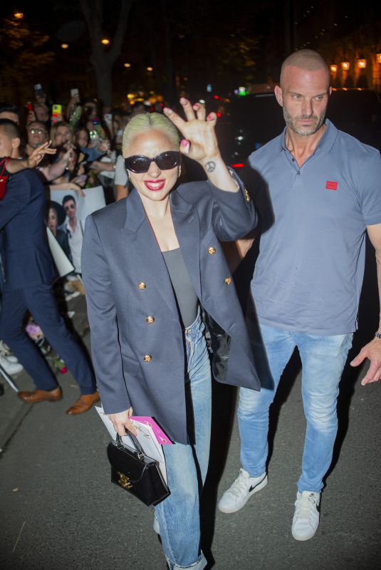 LADY GAGA Leaves a Restaurant and Returns to Her Hotel in Paris 07/24/2024
