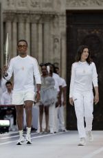 LAETITIA CASTA at 2024 Paris Olympic Games Torch Relayat Saint-Denis 07/26/2024