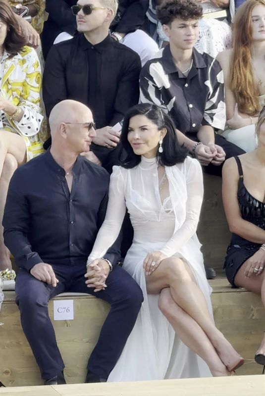 LAUREN SANCHEZ and Jeff Bezos at Dolce & Gabbana Fashion Show in Sardinia 07/04/2024