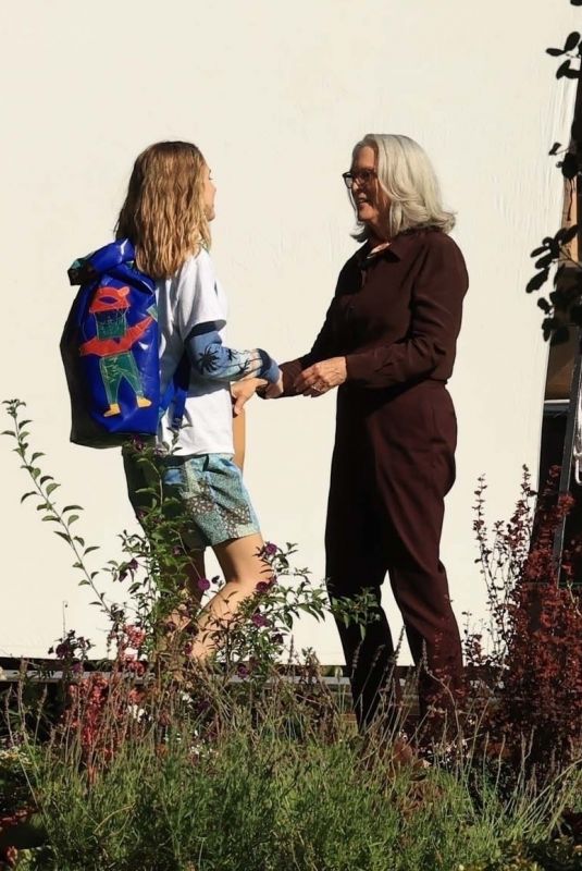 LINDSAY LOHAN and JAMIE LEE CURTIS on the Set of Freaky Friday in Los Angeles 07/10/2024
