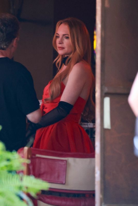 LINDSAY LOHAN and JAMIE LEE CURTIS on the Set of Freaky Friday in Los Angeles 07/19/2024