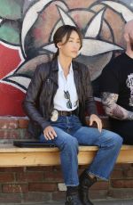MAGGIE Q on Set of New Bosch Spin off Untitled Renee Ballard TV Series in Los Angeles 07/22/2024