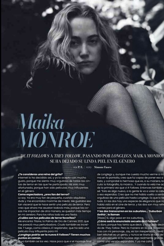 MAIKA MONROE in Cinemania Magazine, August 2024