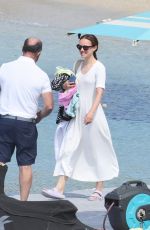 NATALIE PORTMAN in a White Summery Dress on Holidays in Mykonos 07/04/2024