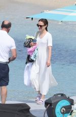 NATALIE PORTMAN in a White Summery Dress on Holidays in Mykonos 07/04/2024