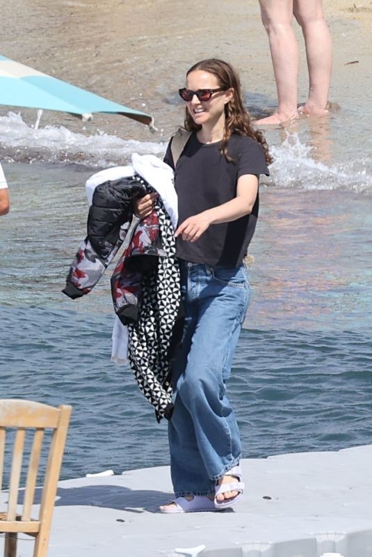 NATALIE PORTMAN Out at Solimar Beach on Mykonos Island 07/03/2024