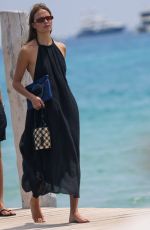 NATASHA POLY Arrives at Club 55 Beach in Saint-Tropez 07/17/2024