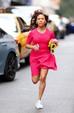NICOLE BEHARIE Filming Scenes for The Morning Show next to Madison Square Park in New York 07/28/2024