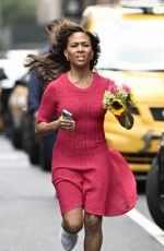 NICOLE BEHARIE Filming Scenes for The Morning Show next to Madison Square Park in New York 07/28/2024