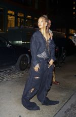 RIHANNA in Double Denim at a Photoshoot with ASAP Rocky at Mercer Hotel in New York 07/20/2024