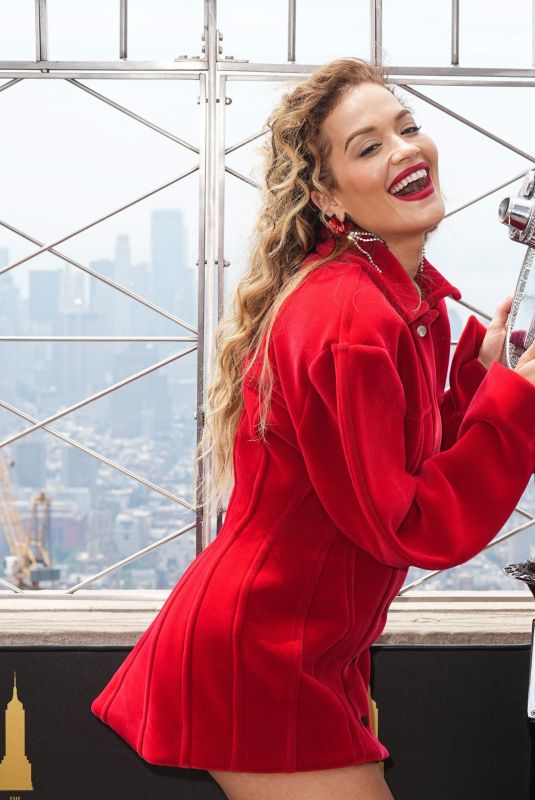 RITA ORA at Empire State Building Celebrates Release of Descendants: The Rise of the Red in New York 07/09/2024