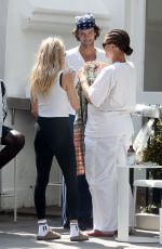 SIENNA MILLER and Oli Green Bumping in to a Pregnant ADWOA ABOAH at a Cafe in Notting Hill 07/17/2024