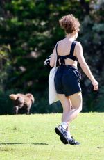 ABBIE CHATFIELD Out with Her Dog at Tamarama Beach in Sydney 08/24/2024