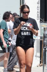 ADDISON RAE in a Ultra-short Black Bottoms Out for Ice Cream in Los Angeles 08/19/2024