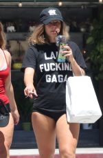 ADDISON RAE in a Ultra-short Black Bottoms Out for Ice Cream in Los Angeles 08/19/2024