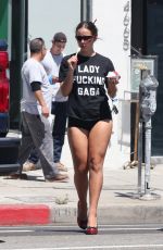 ADDISON RAE in a Ultra-short Black Bottoms Out for Ice Cream in Los Angeles 08/19/2024