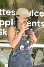 ADDISON RAE in Denim Overalls Out for Juice in Silver Lake 08/27/2024