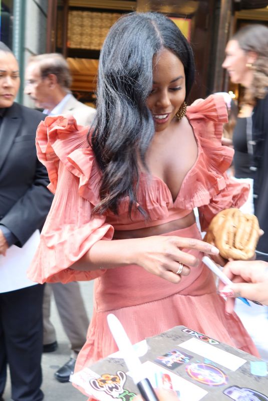 ADRIENNE WARREN Leaves The Hudson Theatre in New York 08/12/2024