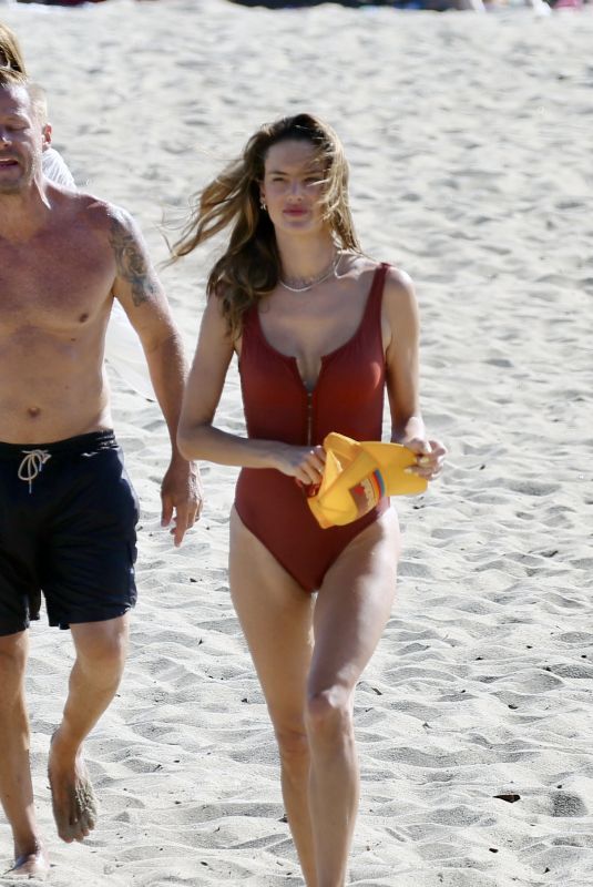 ALESSANDRA AMBROSIO in Swimsuit at a Beach in Los Angeles 08/18/2024
