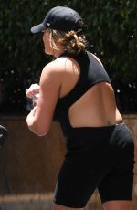 BRITTANY CATWRIGHT in Spandex Jumpsuit Out with Her Baby in Los Angeles 08/03/2024