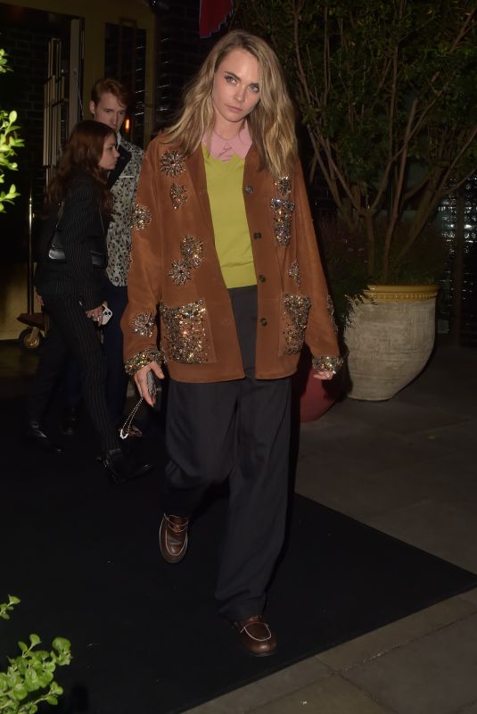 CARA DELVINGNE Leaves Broadwick Hotel in London 08/19/2024