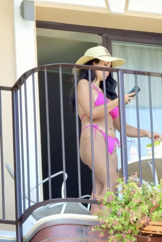 EKIN-SU CULCULOGLU in Bikini on Her Balcony at Hotel Excelsior in Portofino 08/14/2024