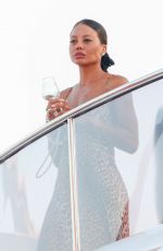EMMA THYNN Enjoying a Glass of Wine on Her Yacht in Saint Tropez 08/08/2024