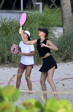 GISELE BUNDCHEN Plays Beach Tennis with a Friend in Miami 08/21/2024