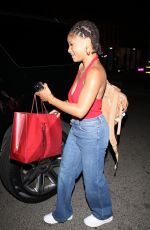 HALLE BAILEY with Her Baby Leaves Catch Steak in Los Angeles 08/20/2024