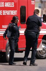 JENNA DEWAN and Nathan Fillion on the Set of The Rookie in Los Angeles 08/06/2024
