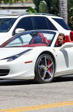 JULIA STAMBLER and Sean Stewart Cruising in His Convertible Ferrari in Los Angeles 08/12/2024