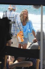 KRISTIN CAVALLARI and TORI SPELLING Film a Campaign at Torrance Beach in South Bay 08/12/2024