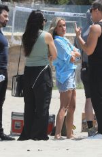 KRISTIN CAVALLARI and TORI SPELLING Film a Campaign at Torrance Beach in South Bay 08/12/2024