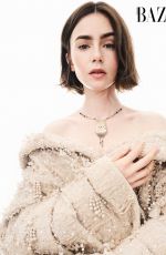 LILY COLLINS for Harper