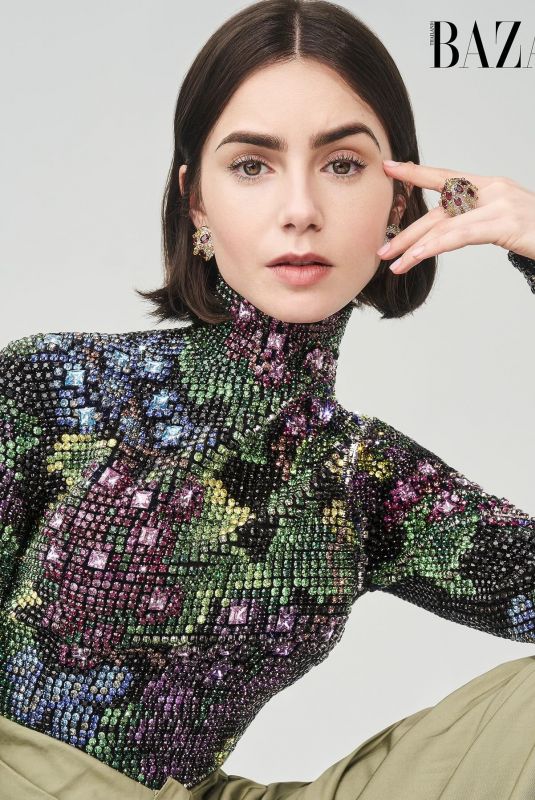 LILY COLLINS gfor Harper
