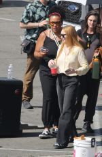 LINDSAY LOHAN and JAMIE LEE CURTIS Filming a Driving Scene for Freaky Friday in Los Angeles 08/16/2024