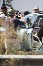 LINDSAY LOHAN and JAMIE LEE CURTIS Filming a Driving Scene for Freaky Friday in Los Angeles 08/16/2024