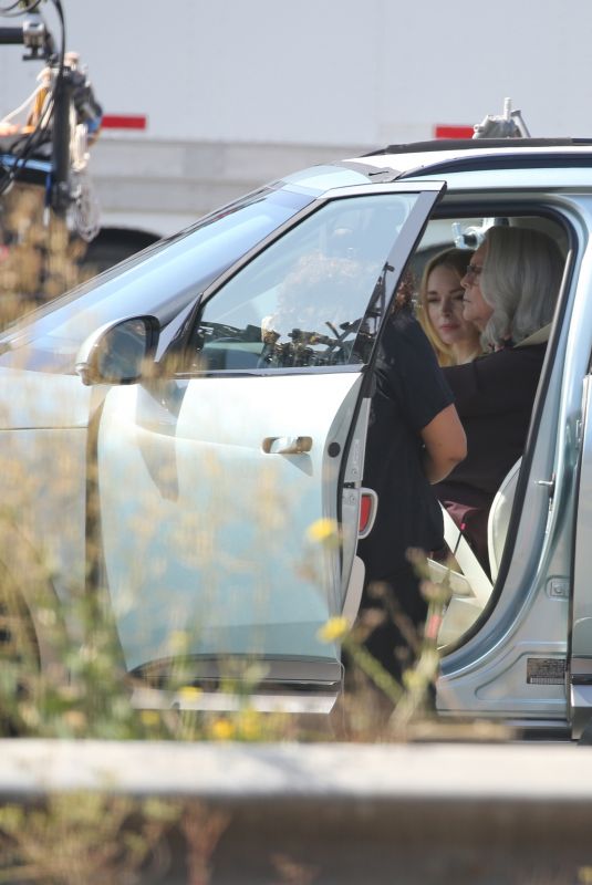 LINDSAY LOHAN and JAMIE LEE CURTIS Filming a Driving Scene for Freaky Friday in Los Angeles 08/16/2024