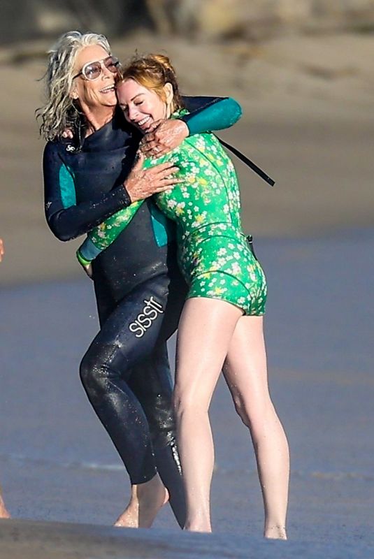 LINDSAY LOHAN and JAMIE LEE CURTIS on the Set of Freaky Friday in in Malibu 08/22/2024