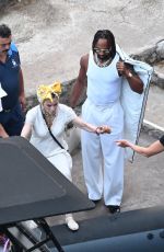 MADONNA Arrives at Pompeii Party with Akeem Morris for Her 66th Birthday Celebrations 08/16/2024