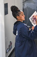 MEKIA COX Arrives on the Set of The Rookie in Los Angeles 08/23/2024