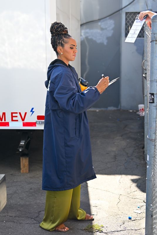 MEKIA COX Arrives on the Set of The Rookie in Los Angeles 08/23/2024