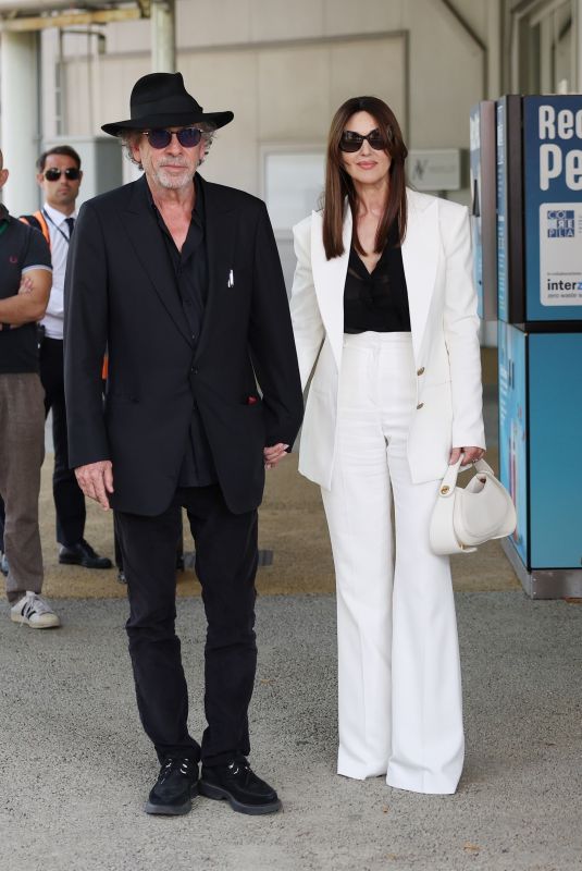 MONICA BELLUCCI and Tim Burton Arrives at Marco Polo Airport in Venice 08/27/2024